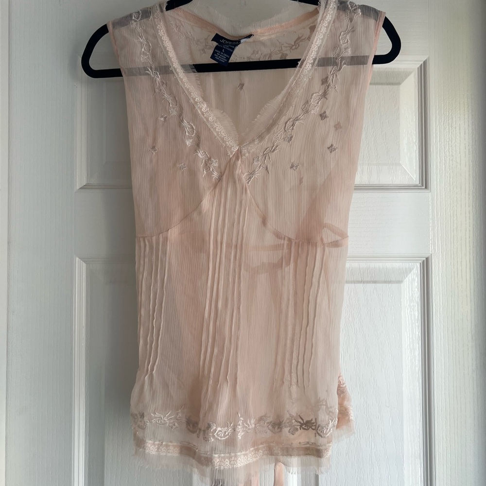 Jordan Sheer Blush Pink Embroidered Sleeveless Top